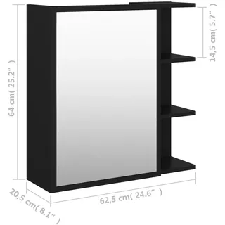 vidaXL Spiegelschrank 62,5 cm schwarz