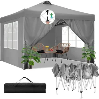 COBIZI Pavillon 3x3 Wasserdicht Stabil Winterfest Partyzelt Gartenpavillon Grau - Grau