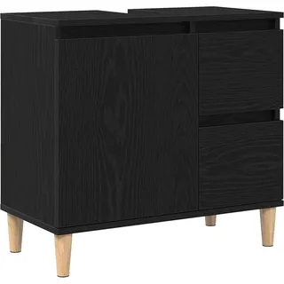 vidaXL Badezimmerschrank mit Tür Schwarz Eichen-Optik 65 x 33 x 60 cm - Schwarz
