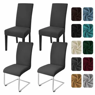 Yugarlibi Stuhlhussen 4er Set Stretch Stuhlbezug Schwingstuhl Dunkelgrau | Elastische Stuhlhussen Schwingstuhl Stuhlbezug Universal Esszimmerstühle Bezug Waschbare hussen für stühle Küche Hochzeit