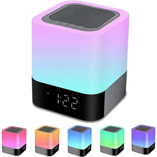 Bluetooth Lautsprecher mit Licht Nachttischlampe Touch Dimmbar Wecker RGB Farbwechsel LED Tragbarer Bluetooth Lautsprecher Tischlampe Geschenke für Mädchen Kinder Teenager Jungen Geschenk für Frauen