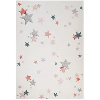 Beliani Kurzflor-Teppich Weiß 140/200 cm Alpoud , Weiß, Multicolor , Textil , Rechteckig , 140x200 cm , Teppiche und Böden, Teppiche, Kinderteppiche