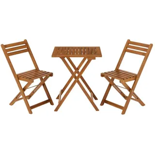 Juskys Balkonmöbel-Set Bala Akazienholz 3-tlg. , Braun , Holz , Gartenmöbel, Gartengarnituren, Gartenmöbel-Sets
