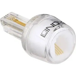 Lindy Kabel-Entzwirler Adapter [1x RJ10-Stecker 4p4c - 1x RJ10-Buchse 4p4c] Transparent