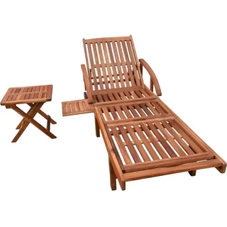 vidaXL Sonnenliege mit Tisch Massivholz Akazie - Braun