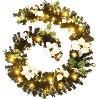vidaXL Weihnachtsgirlande mit LED-Lichtern Schwarz 2,7 m PVC - Schwarz