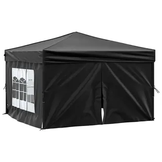 vidaXL Partyzelt Faltbar mit Seitenwänden Schwarz 3x3 m - Schwarz
