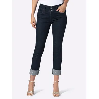 Push-up-Jeans HEINE, Damen, Gr. 50, Normalgrößen, dunkelblau, 98% Baumwolle, 2% Elasthan, unifarben, 7/8-Länge, Jeans Push-up-Jeans