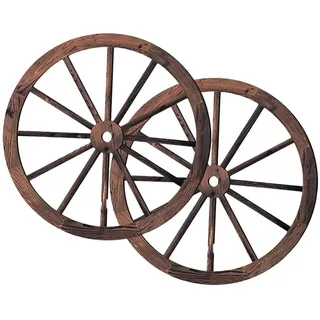 MAGICLULU Wagenrad Holz 50Cm Vintage Wanddeko Rustikal Western Deko Hölzernes Wagenrad Für Bar Garten Garage Wandgestaltung