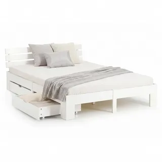 Homestyle4u Holzbett 160 x 200 cm Weiß