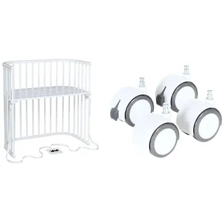 babybay Boxspring Beistellbett aus massivem Buchenholz/Kinderbett Höhe stufenlos verstellbar & umweltfreundlich & Rollensatz Parkett/Rollen passend Modelle