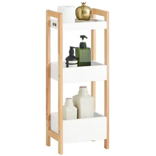 SoBuy Badregal in weiß/KautschukholzStandregalKüchenregalFRG226-WN