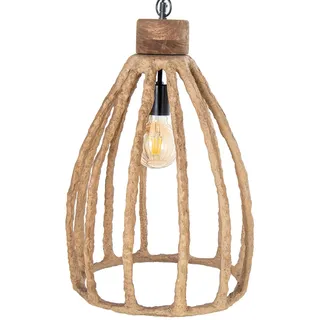 DRW Deckenlampe aus natürlichem Papier, 39 x 39 x 58 cm, Pappmache, Natur, 39x39x58 cm