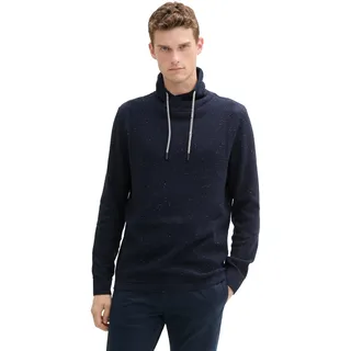 Tom Tailor Herren Strickpullover mit Schalkragen, 36966 - Navy Melange Neps, XXL