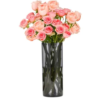 Koelaa Langlebige Unzerbrechliche Vase, Blumenvase aus Acryl-Kunststoff – Leichte Transparent-Graue Zylindervase für Hochzeitstischdeko, Einweihungsparty oder Home Decor-12x40 cm