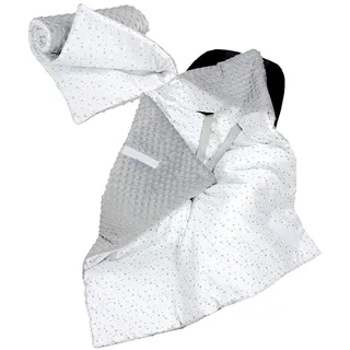 TupTam 2er Set Baby Decken Einschlagdecke 85x85 cm für Autositz Babyschale Babydecke Wiegendecke Minky Baumwolle, Farbe: Sterne Grau/Weiß, Größe: Herbst/Winter - 85 cm x 85 cm