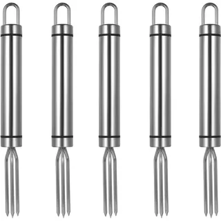 5 Stück Pellkartoffelgabel Kartoffelgabel, Pellkartoffel-Gabel mit 3 Zinken, Edelstahl Kartoffelgabel, wiederverwendbar Pellkartoffelhalter, Maiskolben Spieße, Maiskolbenhalter Schälhilfe