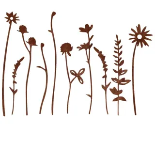 Super Idee 10er Set Gartenstecker Metall Blumen und Blätter Rost Gartendeko rostige Dekoration Edelrost Beetstecker Topfstecker Blumenstecker Dekostecker Metallstecker Frühling Rost