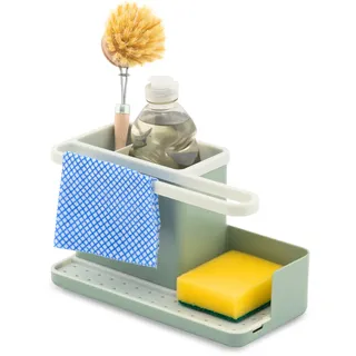 simplywire – Spülbecken-Caddy – Spülbecken-Organizer – Abnehmbare Auffangschale – Rutschfest – Salbeigrün und Weiß