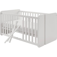 Bild von Babybett »Maxi«, Kinderbett 70x140 cm höhenverstellbar mit Lattenrost + Schlupfsprossen weiß