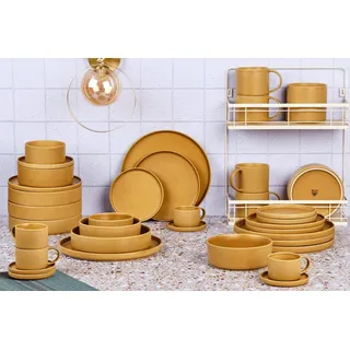 BJORN SCANDI Geschirrset für 4 Personen – Komplettes Service mit Tellern, Schalen, Bechern & Tassen – Stapelbares Geschirr im skandinavischen Design