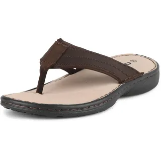 riemot Flip Flops Herren Weich Leder Sandalen Sommer Strand Zehentrenner Outdoor Surfen Badelatschen Sommerschuhe Braun EU42