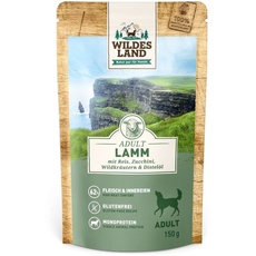 Wildes Land Nassfutter für Hunde, Lammgeschmack, 150 g (8 Stück)
