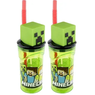p:os Minecraft 3D Trinkbecher 0,36 l Grün-schwarz 2 St.
