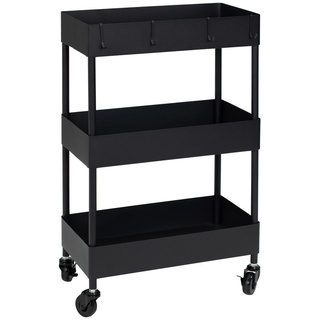 PBJ Servierwagen , Schwarz , Metall, Kunststoff , Rollen , 40x64x22 cm , Esszimmer, Barmöbel, Barwagen