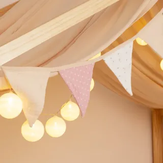 HOME DELUXE - Zweiteiliger Kinderbett Vorhang VELO - Farbe: Creme, 120 x 370 cm, Blickdicht I Betthimmel Bettvorhang - Beige