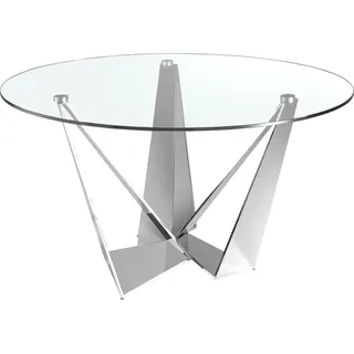Angel Cerdá Esstisch runde gehärtetes Glas aus verchromter Stahl 1042