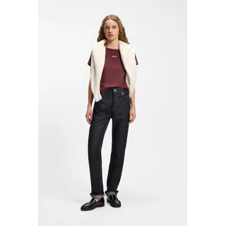 High-waist-Jeans BOSS ORANGE "ADA SLIM HR 1.0 Premium Damenmode", Damen, Gr. 27, Länge 30, dunkelblau 401, Denim/Jeans, Obermaterial: 61% Baumwolle, 39% Lyocell, unifarben, slim fit lang, Jeans High-waist-Jeans, mit kleinen Schlitzen am Saum