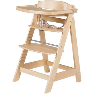 roba Sit Up FUN, Hochstuhl inkl. abnehmbarem Essbrett und Bügel, mitwachsend vom Babyhochstuhl bis zum Jugendstuhl, Holz-Hochstuhl, natur