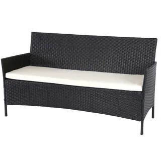 MCW 3-Sitzer Poly-Rattan Gartenbank Anthrazit, Cremeweiß , Kunststoff , 154x82x60 cm , Gartenmöbel, Gartenbänke