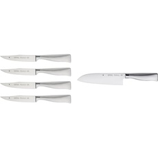 WMF Grand Gourmet Steakmesser Set 4teilig, Made in Germany, 4 Messer geschmiedet, Performance Cut, Spezialklingenstahl, Holzbox, Klinge 13,5 cm & Grand Gourmet Santoku Messer 32 cm, Klinge 18 cm