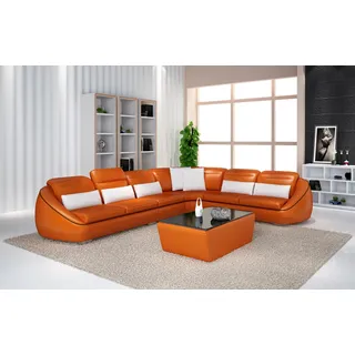 Designer Sofa Couch Ecksofa mit Hocker Polster Garnitur Wohnlandschaft L-Form - Rot