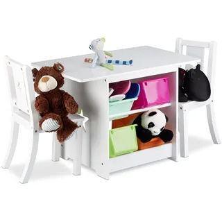 Relaxdays Kindersitzgruppe Albus 46 x 75 x 56 cm Holz lackiert weiß
