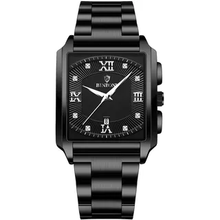 OIDEA Herren Armbanduhr Quadratisch Edelstahl: Analog Quarz Mode Herrenuhr Datum Wasserdicht Klassisch Uhr Edelstahlarmband Geschenk für Männer