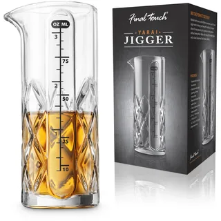 Final Touch Yarai Double Jigger Glass Cocktail Mixing Jug Heavy Duty Messbecher Thick Walled Glass - 3.4oz / 100ml