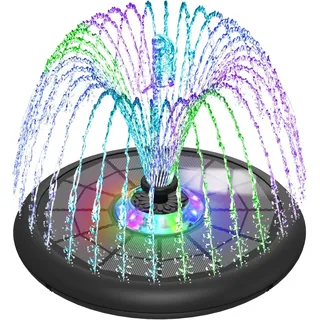 Solar Springbrunnen, SZMP UFO Licht 5W, Glas Solar Teichpumpe mit 4000mAh Batterie, 7 Düsen & 4 Fixe Rohre Solar Wasserpumpe Solar Schwimmender Fontäne Pumpe
