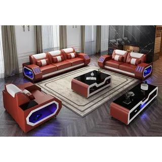 Ledersofa Couch Sofagarnitur 3+2 Garnitur Design Modern Sofa Sitzer Neu
