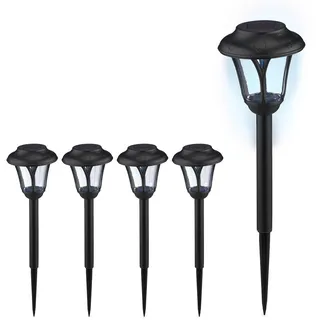 Relaxdays Solarleuchte Kunststoff H 39 cm, Ø 11 cm, 5er Set schwarz, transparent