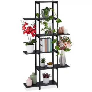 Relaxdays Pflanzenregal mit 6 Ablagen 150 x 78 x 24 cm Schwarz