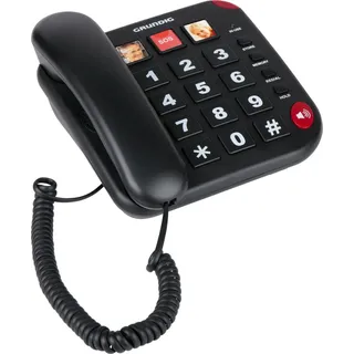 Grundig Senioren Festnetztelefon – Mit Großen Tasten, Notruftaste und Fototasten – Lautes Klingeln – Telefon mit Kabelanschluss – Für Ältere und Sehbehinderte geeignet - Schwarz