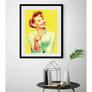 Bild QUEENCE "You can do it", gelb (farbe rahmen: schwarz, farbe bild(er): gelb), B:40cm H:50cm, Acrylglas, Holz, Papier, Bilder, Bild, HD Premium Poster-Druck inkl. Holzrahmen