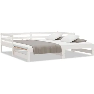 vidaXL Ausziehbares Tagesbett Ohne Matratze Weiss 80/200 Cm , Weiß , Naturmaterialen , 80x200 cm , Schlafzimmer, Betten