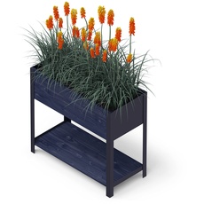 Bild Hochbeet für Garten, Terrasse und Balkon - Blumenkasten mit Innenvlies und wasserdichter Kunststoffeinlage - Pflanzkasten für Innen- und Außenbereich, 78x36x72, Schwarz