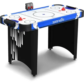 SereneLife Airhockey Tisch mit Luft – Air Hockey Spieltisch ideal als Gamer Tisch – Tischhockey für lustige Tischspiele mit Airhockey Pucks & Schieber – Robuste Air Hockey Tische Kinder & Erwachsene