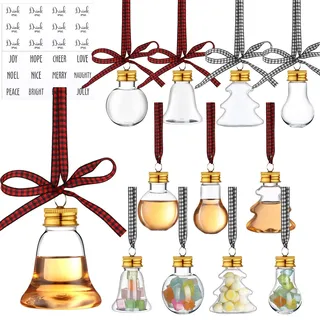 12 Kunststoff Weihnachtstransparenter Personalisierte weihnachtskugeln zum befüllen christbaumkugel, Weihnachtdeko Anhänger zum Abfüllen von Wein-Getränke-Ornamenten (Transparent)