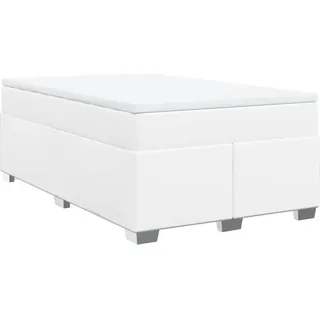 vidaXL Boxspringbett mit Matratze Weiß 120x190 cm Kunstleder - Weiß